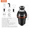 Vevor Garbage Disposal 1 HP Continuous Food Waste Disposer 3270 RPM EZ Connect Corded JW-731 - alternate 5