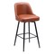 Homeroots 30" Brown And Black Faux Leather And Steel Bar Height Swivel Bar Chair 555712 - alternate 2