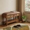 Homeroots 35in Brown Genuine Leather and Solid Wood Upholstered Storage Bench With Cabinet 717480 - alternate 3