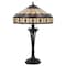 Homeroots 26" Black Metal Two Light Candlestick Table Lamp With Ivory and Red Dome Shade 524749 - alternate 2