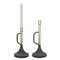 Homeroots Set of Two Black And Gold Distressed Metal Tabletop Taper Candlesticks, 2PK 634828 - alternate 2