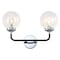 Jonathan Y Caleb 18" 2-Light Contemporary Transitional Iron/Glass LED Vanity Light, Chrome/Black JYL9057A - alternate 1