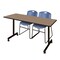 Regency Kobe Mobile T-Base Training Table W/ 2 Zeng Stack Chairs, 66 in W, 24 in L, Noble Oak MKTRCC6624NO44BE - alternate 1