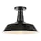 Jonathan Y Camila 14" 1-Light Classic Industrial Indoor/Outdoor Iron LED Semi Flush Mount, Black/White JYL7617B - alternate 1