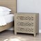 Homeroots 30" Natural Solid Wood Distressed Carved Floral Three Drawer Nightstand 569586 - alternate 3