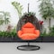 Leisuremod Charcoal Wicker Hanging Egg Swing Chair with Oraange Cushions ESCCH-40OR - alternate 4