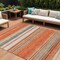 Homeroots 9' X 12' Coral Ivory And Gray Striped Washable Indoor Outdoor Area Rug 614807 - alternate 1
