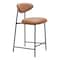 Homeroots Set of Two 25" Brown and Black Faux Leather and Steel Low Back Counter Height Bar Chairs, 2PK 565000 - alternate 2