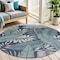 Homeroots 4' Navy Blue Round Floral Indoor Outdoor Area Rug 572547 - alternate 4