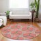 Homeroots 8' Coral And Taupe Round Geometric Washable Indoor Outdoor Area Rug 613490 - alternate 3