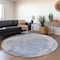 Homeroots 8' Sky Blue And Denim Blue Round Abstract Washable Indoor Outdoor Area Rug 615712 - alternate 2