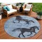 Homeroots 8' Denim Blue And Charcoal Round Horse Washable Indoor Outdoor Area Rug 618645 - alternate 1