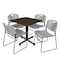 Regency Square Kobe Breakroom Table W/ 4 Zeng Stack Chairs, 30 in W, 30 in L, Neo Walnut TKB3030NW44GY - alternate 1