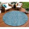 Homeroots 8' Sky Blue And Gray Round Oriental Washable Indoor Outdoor Area Rug 582064 - alternate 1