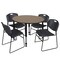 Regency Round Kee Adjustable Classroom Table W/ 4 Zeng Stack Chairs, 48 in W, 48 in L, Noble Oak TB48RNDNOAPBK44BK - alternate 1