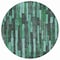 Homeroots 8' Sage Teal Blue And Emerald Round Striped Washable Indoor Outdoor Area Rug 608972 - alternate 2