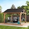 Sunjoy 11ftx13ft Outdoor Patio Premium Cedar Wood Frame Gazebo with Matte Black Steel Gable Hardtop Roof A102008001 - alternate 4