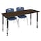 Regency Kee Adjustable Classroom Table W/ 2 Andy Stack Chairs, 72 in W, 24 in L, Neo Walnut MT7224NWAPBK40NV - alternate 1