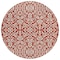 Homeroots 8' Red And Ivory Round Damask Washable Indoor Outdoor Area Rug 595189 - alternate 3