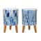 Homeroots Set of Two Blue Terra Cotta And White Ceramic 2 Ounce Round Raised Pot Planters, 2PK 517980 - alternate 1