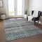 Homeroots 3' X 5' Teal Blue Light Blue And Gray Striped Washable Indoor Outdoor Area Rug 605693 - alternate 4