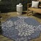 Jonathan Y Zinnia Modern Floral Textured Weave Navy/Aqua 8 ft Octagon Indoor/Outdoor Area Rug SMB110C-8TGN - alternate 1