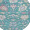 Homeroots 8' Teal Blue Pink And Ivory Round Floral Washable Indoor Outdoor Area Rug 605339 - alternate 3