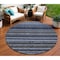 Homeroots 8' Denim Blue And Gray Round Striped Washable Indoor Outdoor Area Rug 577765 - alternate 1