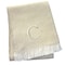 Homeroots 55" X 70" Linen White Herringbone Cotton Blend C Initial Throw Blanket with Tassels Embroidery 680605 - alternate 5