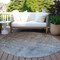Homeroots 8' Round Blue and Green Round Ombre Washable Non Skid Indoor Outdoor Area Rug 563696 - alternate 6