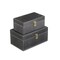 Homeroots Set of Two Black Wood And Fabric Box With Lid, 2PK 489391 - alternate 4