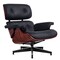Homeroots 27" Black and Rosewood Tufted Genuine Leather Swivel Lounge Chair With Ottoman 636223 - alternate 6