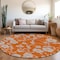 Homeroots 8' Orange And Gray Round Floral Washable Indoor Outdoor Area Rug 600032 - alternate 3