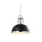 Jonathan Y Homer 13" 1-Light Modern Industrial Metal LED Dome Pendant, Black/Chrome JYL9536B - alternate 1