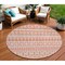 Homeroots 8' Salmon Beige And Copper Round Quatrefoil Washable Indoor Outdoor Area Rug 583248 - alternate 1