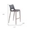 Homeroots Set of Two 29" Dark Gray and Walnut Faux Leather and Steel Low Back Counter Height Bar Chairs, 2PK 555689 - alternate 3