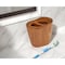Homeroots Natural Brown Solid Teak Oval Toothbrush Holder 475839 - alternate 3