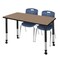 Regency Kee Mobile Adjustable Classroom Table W/ 2 Andy Mobile Chairs, 60 in W, 24 in L, Noble Oak MT6024NOAPCBK40NV - alternate 1