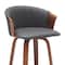 Homeroots 26" Gray and Wood Brown Faux Leather with Solid Wood Swivel Counter Height Bar Chair 534416 - alternate 7