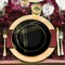 Smarty Had A Party 7.5" Black with Gold Brushstroke Round Disposable Plastic Appetizer/Salad Plates (120 Plates), 120PK 917BG-CASE - alternate 4
