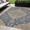 Homeroots 5' X 8' Navy Blue Beige And Brown Oriental Washable Indoor Outdoor Area Rug 605254 - alternate 1