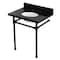 Kingston Brass 30" Black Granite Console Sink with Stainless Steel Legs, 8-Inch, 3-Hole, Black Granite/Matte Black KVPK30K80ST - alternate 1