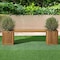 Alaterre Furniture Alaterre Outdoor Bench with Planter Boxes Acacia Wood Patio Furniture Brown Finish 80-OUTD-WD-PLNTBN - alternate 3