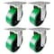 Hyw Products Heavy Duty Caster Set 6in Green Polyurethane on Cast Iron Wheels, 4 Rigid, 4PK 40-60R-A1-PC-4 (G) - alternate 1