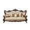 Homeroots 42" Beige Polyester Blend Curved Damask Sofa And Toss Pillows With Brown Legs 348225 - alternate 1