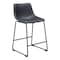 Homeroots Set of Two 24" Black Faux Leather and Steel Counter Height Bar Chairs, 2PK 555738 - alternate 2