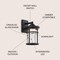 Jonathan Y Campo 7.75" Outdoor Wall Lantern Crackled Glass/Metal Integrated LED Wall Sconce, Black JYL7449A - alternate 3