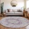 Homeroots 8' Purple Round Floral Medallion Washable Indoor Outdoor Area Rug 607922 - alternate 5