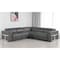 Homeroots Gray Italian Leather Modular L Shaped Five Piece Corner Sectional 534864 - alternate 1