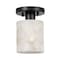 Jonathan Y Jules 5.13" 1-Light Modern Contemporary Alabaster/Iron Cylinder LED Semi Flush Mount, White Marbling/ JYL1206B - alternate 4